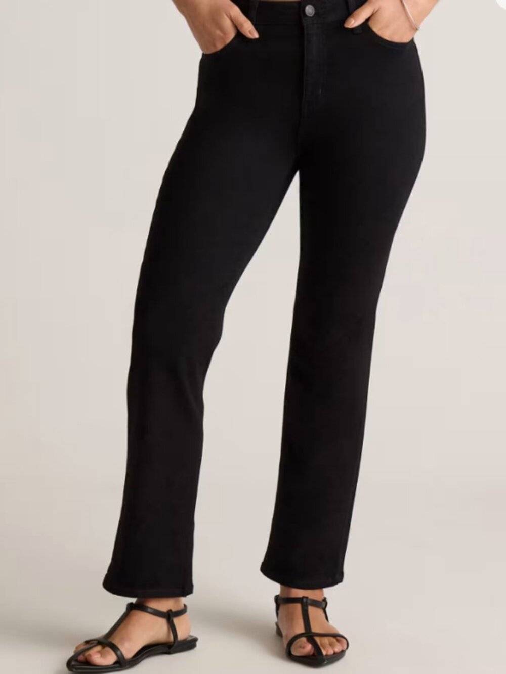 Quince Bella Stretch Kick Flare Jeans Cloud Black 33 NWT 28" Inseam